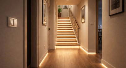 Как организовать освещение в длинном коридоре или на лестнице