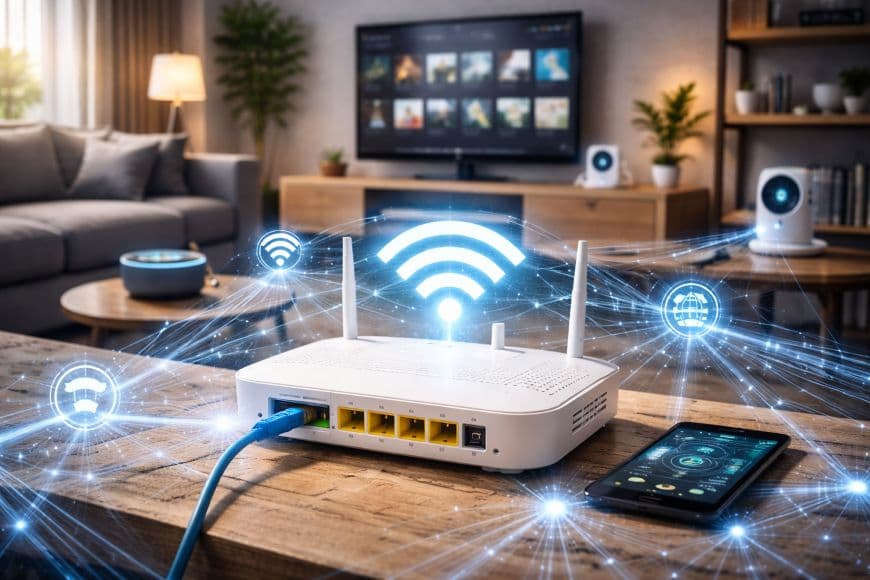 Сучасна вітальня з розумними пристроями