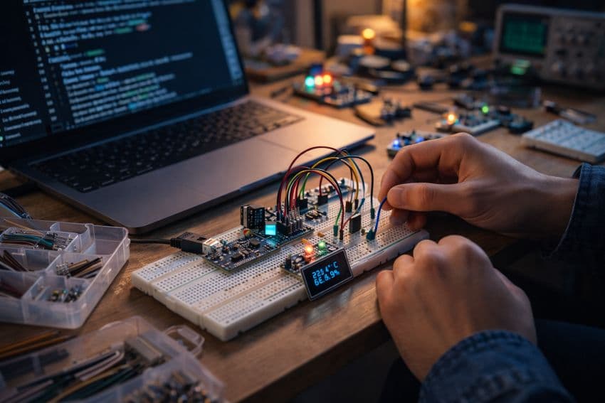 Робота над електронним прототипом на макетній платі