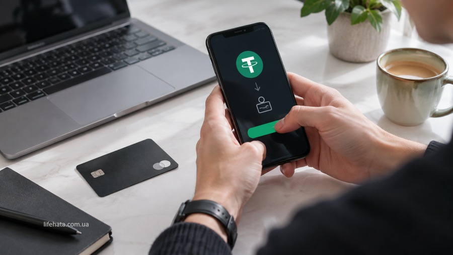 Підтвердження переказу USDT TRC20 на смартфоні