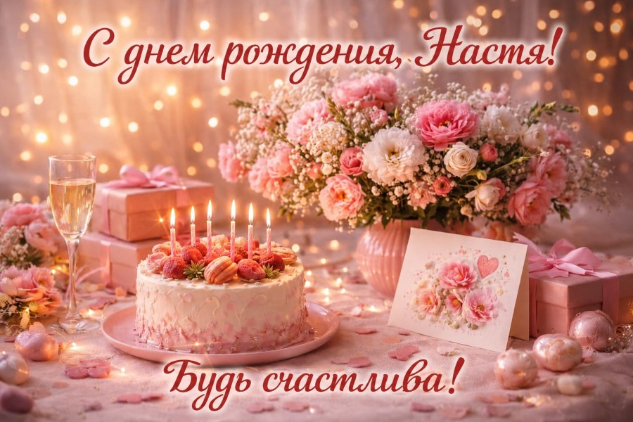 С днем рождения, Настя! | Открытка, картинка