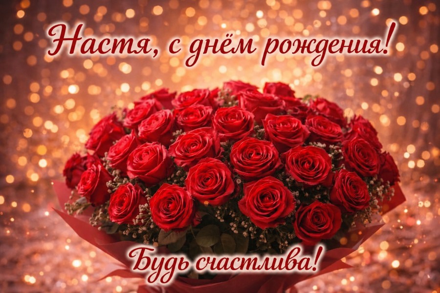 Настя, с днем рождения! | Открытка, картинка