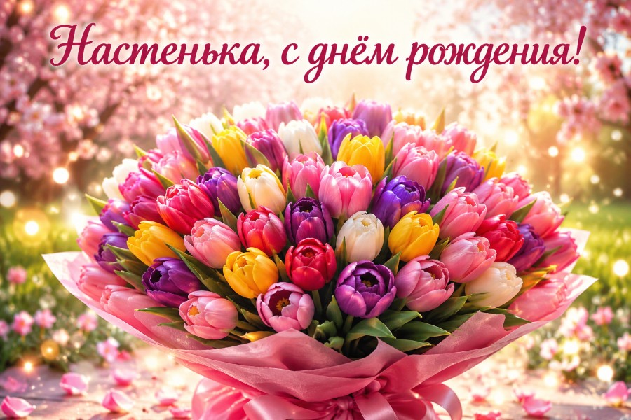 Настенька, с днем рождения! | Открытка, картинка