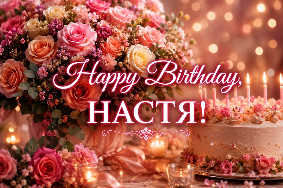 Happy Birthday, Настя! | Открытка, картинка