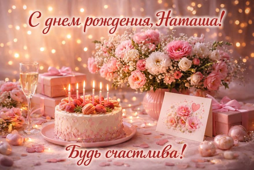 С днем рождения, Наташа! | Открытка, картинка