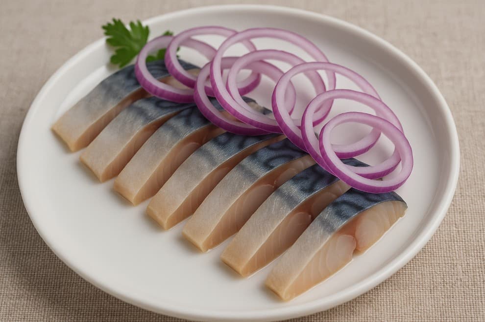 Маринована скумбрія з цибулею