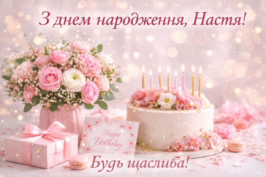 З днем народження, Настя! | Листівка, картинка